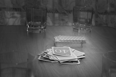 Close-up of wine glass on table