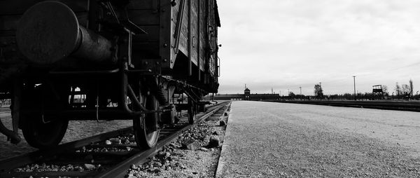 Close-up of train on railroad track