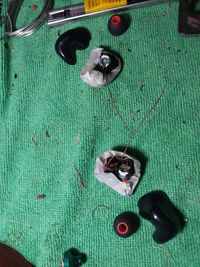 High angle view of snake on table