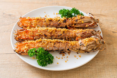 Close-up of food in plate on table