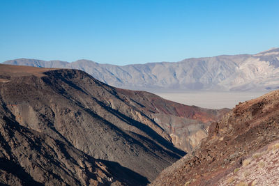 Scenic view of desert against clear blue sky