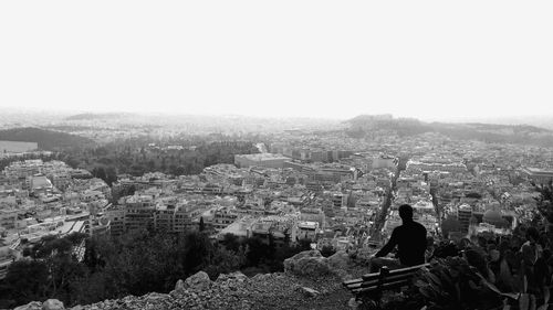 Aerial view of cityscape against sky