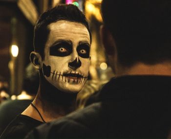 Close-up of man with spooky make-up