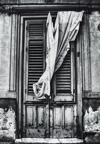 Clothes drying on old abandoned building