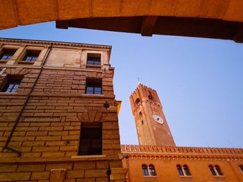 Low angle view of historical building against clear sky