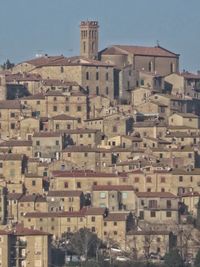 High angle view of townscape against sky