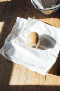 High angle view of breakfast on table