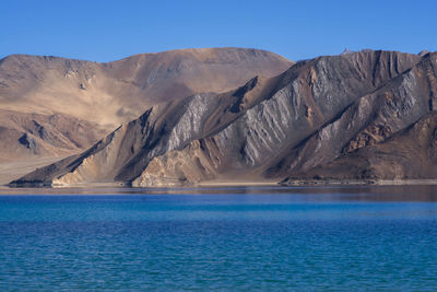 Scenic view of lake against blue sky