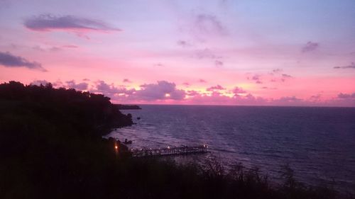 Scenic view of sea at sunset