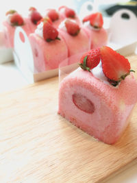 Close-up of strawberries on table