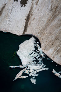 High angle view of frozen lake