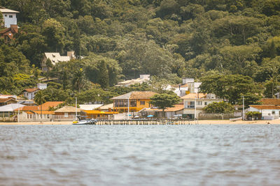 Houses by lake