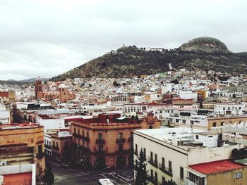 High angle view of townscape against sky