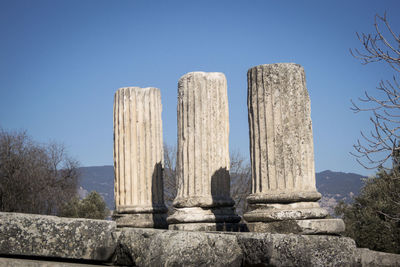 Marble columns in lagina ancient city, yatagan, mugla, turkey