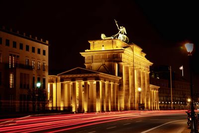 Illuminated building at night