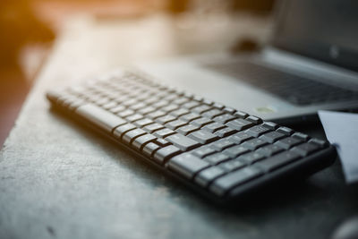 Close-up of laptop on table