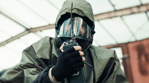 Military alone tries to speak on the radio after a nuclear catastrophe