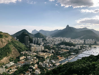 Aerial view of cityscape against sky