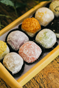 Colourful mochi in the decorate table