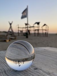 Close-up of wooden post