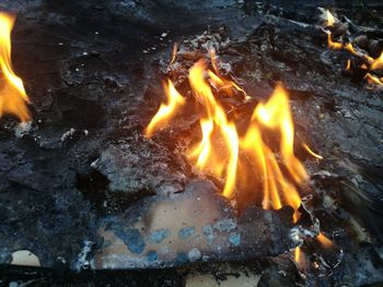 Close-up of bonfire at night