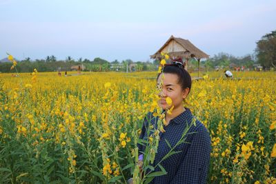 Portrait of man standing in land