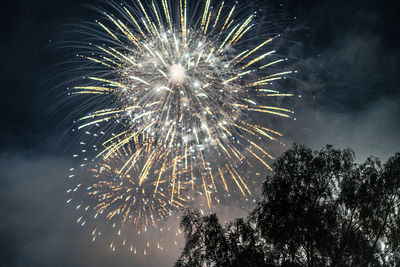 Firework display at night