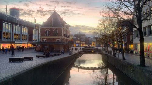 View of buildings at sunset