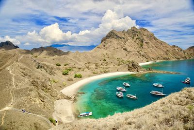 High angle view of beach against sky