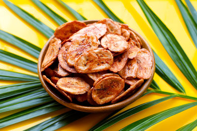 High angle view of food on table