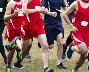 Low section of people running