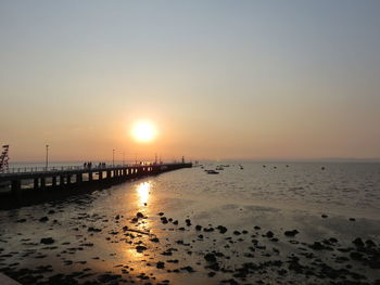 Scenic view of sea against sky at sunset