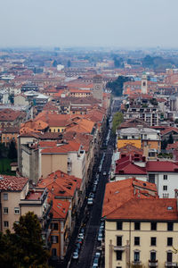 Cityscape of residence houses and apartment buildings in bergamo, italy
