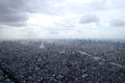 High angle view of cityscape against sky