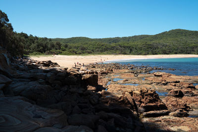 Scenic view of sea against clear sky