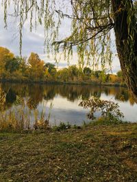 Scenic view of lake against sky