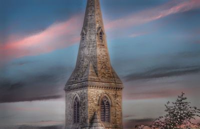 Low angle view of tower against sky