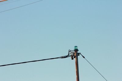 Low angle view of power line against clear sky