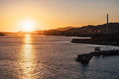 Scenic view of sea against sky during sunset