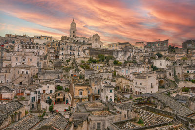 Panoramic view of matera, ancient city in basilicata region, italy.