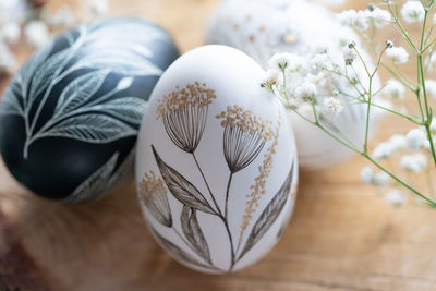 Close-up of christmas decorations on table