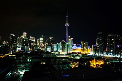 Illuminated city at night