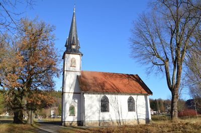 Exterior of building against clear blue sky