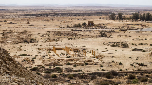 High angle view of buildings in desert