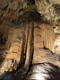 Low angle view of rock formation in cave