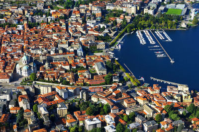 Aerial view of como lake and city