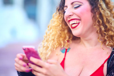 Close-up of smiling young woman