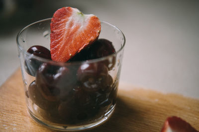 Close-up of drink in glass on table