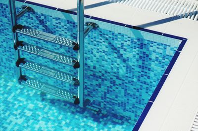 High angle view of text on swimming pool