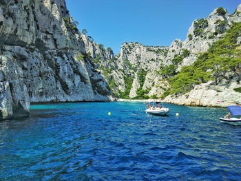 Boats in calm sea